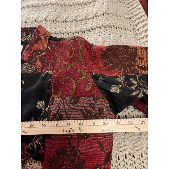 Chicos Patchwork Jacket Size 1 Multicolor Floral Tapestry Button Lined 46% VISCO - Picture 5 of 15